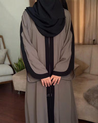 Premium & Black Contrast Nida Abaya with Dual Side Pockets for Women