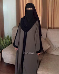 Premium & Black Contrast Nida Abaya with Dual Side Pockets for Women