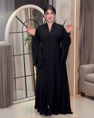 Premium Classic Black Qatri Nida Farbic Hand Work Abaya With Dupatta