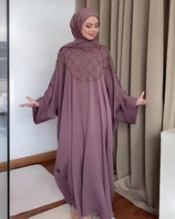 Premium Pink Qatri Nida Farbic Hand Work Abaya With Dupatta