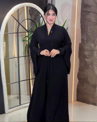 Premium Classic Black Qatri Nida Farbic Hand Work Abaya With Dupatta