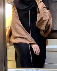 Premium Classic Black Qatri Nida Farbic Hand Work Abaya With Dupatta