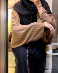 Premium Classic Black Qatri Nida Farbic Hand Work Abaya With Dupatta