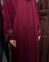 Premium 3 Beautiful Colors Qatri Nida Farbic Hand Work Abaya With Dupatta