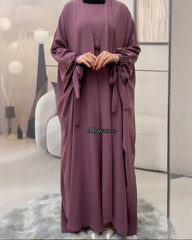 Premium Classic Pink Qatri Nida Farbic Hand Work Abaya With Dupatta