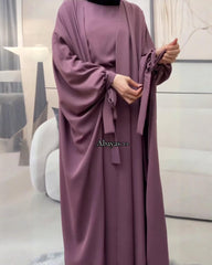 Premium Classic Pink Qatri Nida Farbic Hand Work Abaya With Dupatta