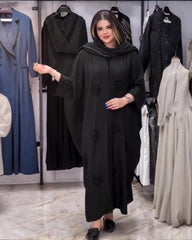 Premium Classic Black Qatri Nida Farbic Hand Work Abaya With Dupatta