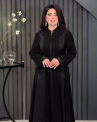 Premium Classic Black Qatri Nida Farbic Hand Work Abaya With Dupatta