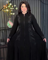 Premium Classic Black Qatri Nida Farbic Hand Work Abaya With Dupatta
