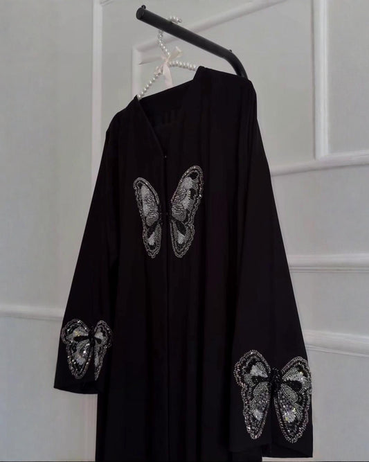 Premium Qatri Nida Farbic Hand Work Abaya With Dupatta