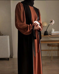 Premium Classic Black Qatri Nida Farbic Hand Work Abaya With Dupatta