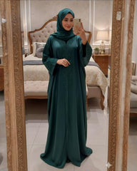 Premium 2 elegant colors available (Bottle Green & Charcoal Grey) Qatri Nida Farbic Hand Work Abaya With Dupatta