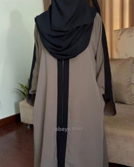 Premium & Black Contrast Nida Abaya with Dual Side Pockets for Women