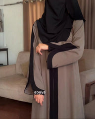 Premium & Black Contrast Nida Abaya with Dual Side Pockets for Women