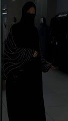 Premium Classic Black Qatri Nida Farbic Hand Work Abaya With Dupatta