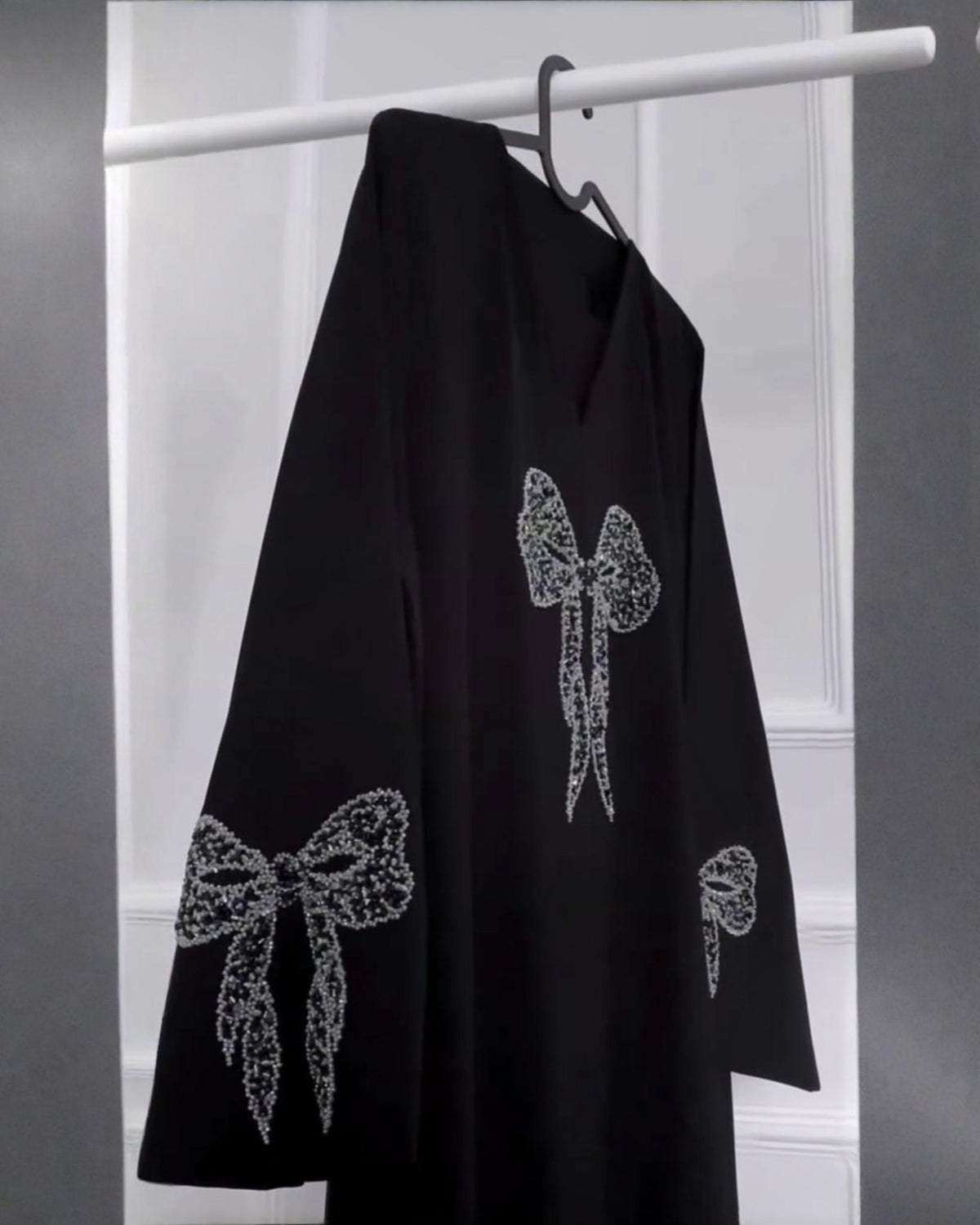 Premium Classic Black Qatri Nida Farbic Hand Work Abaya With Dupatta