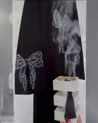 Premium Classic Black Qatri Nida Farbic Hand Work Abaya With Dupatta