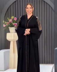 Premium Classic Black Qatri Nida Farbic Hand Work Abaya With Dupatta
