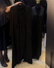 Premium Classic Black Qatri Nida Farbic Hand Work Abaya With Dupatta