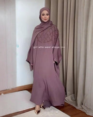 Premium Pink Qatri Nida Farbic Hand Work Abaya With Dupatta