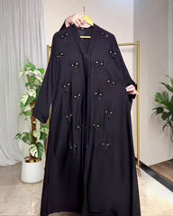 Premium Classic Black Qatri Nida Farbic Hand Work Abaya With Dupatta