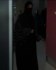 Premium Classic Black Qatri Nida Farbic Hand Work Abaya With Dupatta