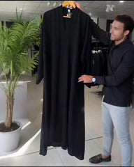 Premium Classic Black Qatri Nida Farbic Hand Work Abaya With Dupatta