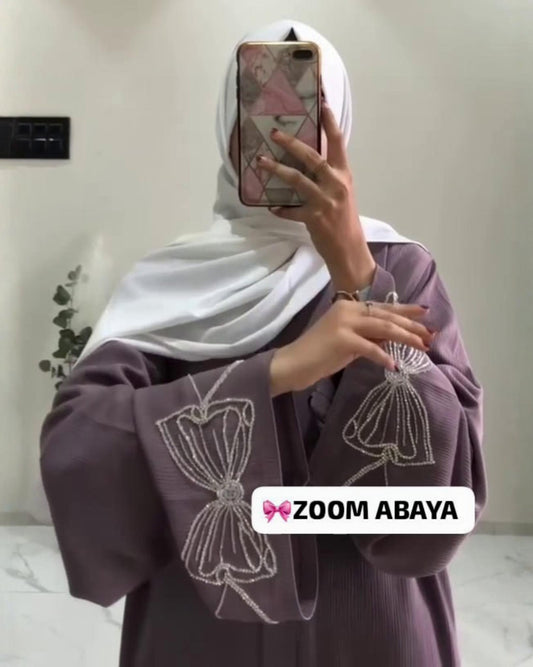 Premium 2 Beautiful Colors Quatri Quality Zoom Fabric Hand Work Abaya With Dupatta