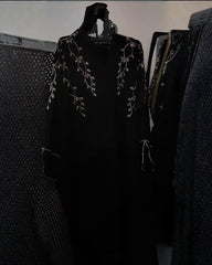 Premium Classic Black Qatri Nida Farbic Hand Work Abaya With Dupatta