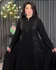 Premium Classic Black Qatri Nida Farbic Hand Work Abaya With Dupatta