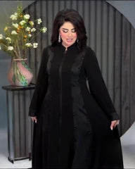 Premium Classic Black Qatri Nida Farbic Hand Work Abaya With Dupatta