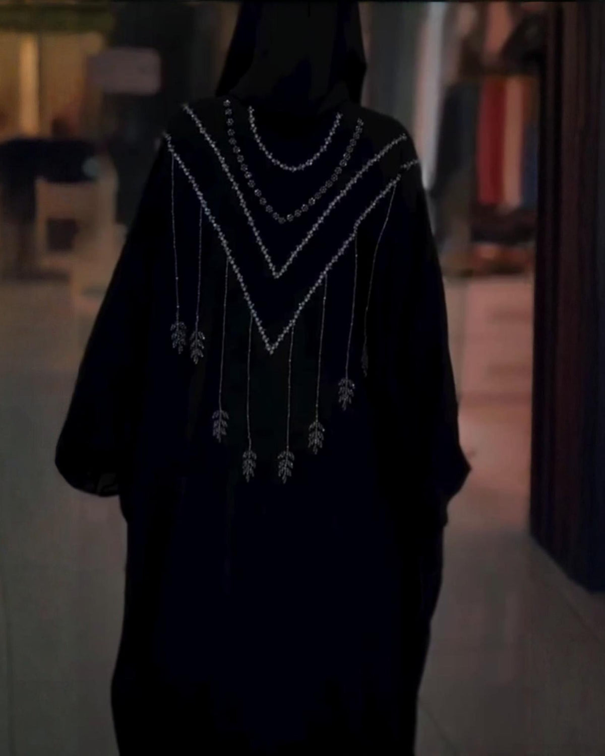 Premium Classic Black Qatri Nida Farbic Hand Work Abaya With Dupatta