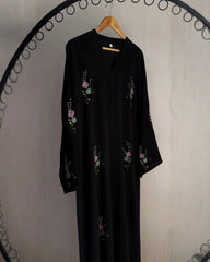 Premium Classic Black Qatri Nida Farbic Hand Work Abaya With Dupatta