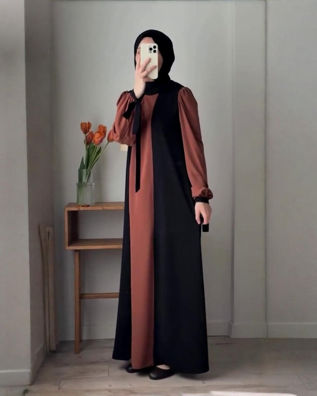 Premium Classic Black Qatri Nida Farbic Hand Work Abaya With Dupatta