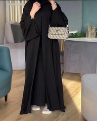 Premium Classic Black Qatri Nida Farbic Hand Work Abaya With Dupatta