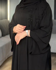 Premium Classic Black Qatri Nida Farbic Hand Work Abaya With Dupatta